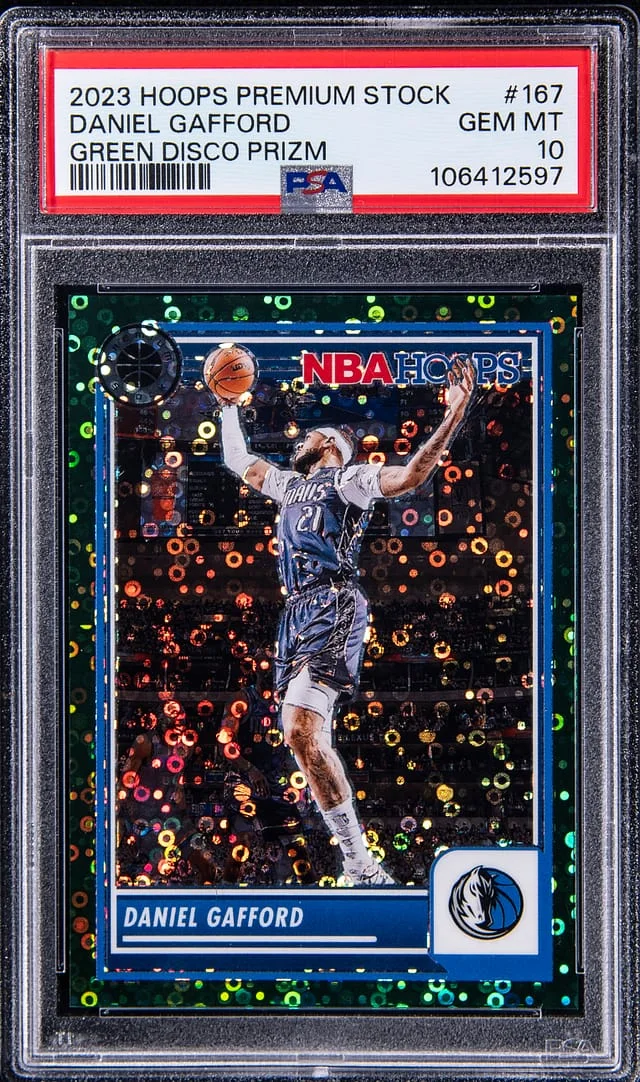 2023-24 Panini Hoops Premium Stock Daniel Gafford Green Disco Prizm #167 card image