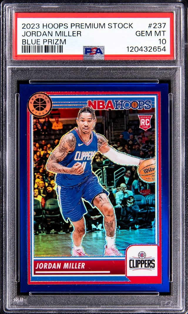 2023-24 Panini Hoops Premium Stock Jordan Miller Blue Prizm #237 card image