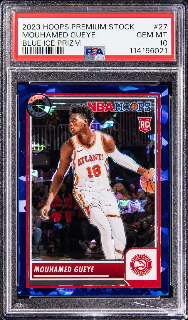 2023-24 Panini Hoops Premium Stock Mouhamed Gueye Blue Ice Prizm #27 card image