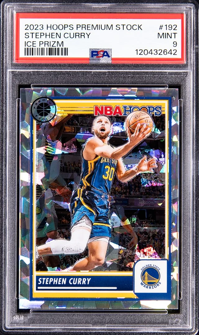 2023-24 Panini Hoops Premium Stock Stephen Curry Ice Prizm #192 card image