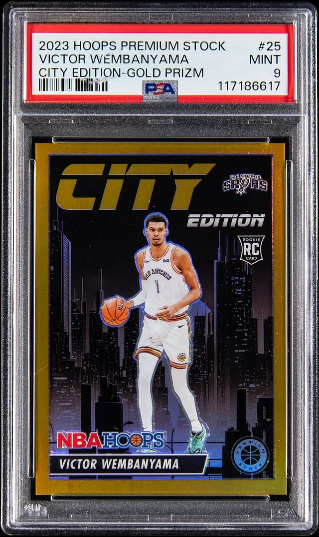 2023-24 Panini Hoops Premium Stock Victor Wembanyama City Edition Gold Prizm #25 card image
