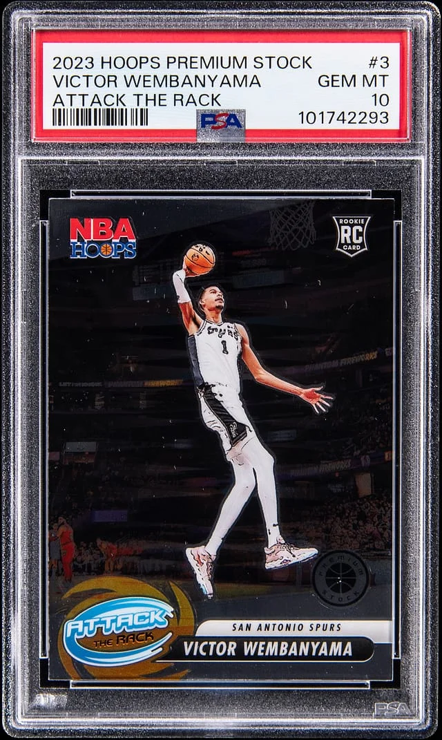 2023-24 Panini Hoops Premium Stock Victor Wembanyama Attack The Rack #3 card image