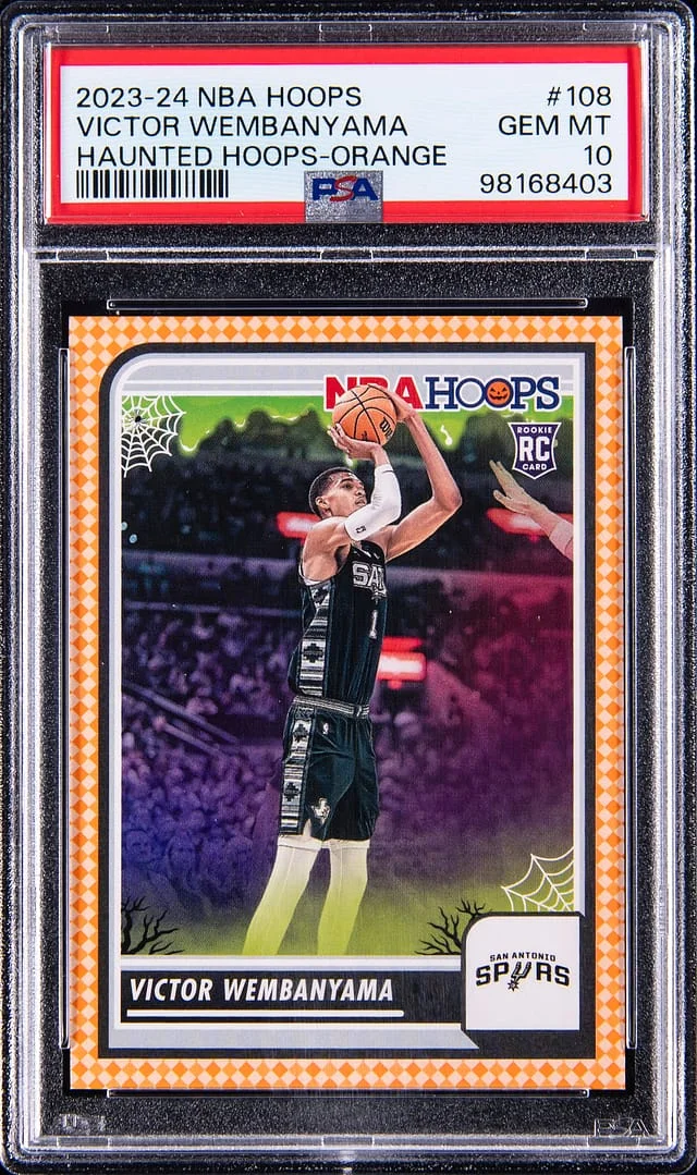 2023-24 Panini Hoops Victor Wembanyama Haunted Hoops Orange #108 card image