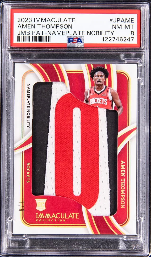 2023-24 Panini Immaculate Amen Thompson Jumbo Patch Nameplate Nobility #JA-AME card image
