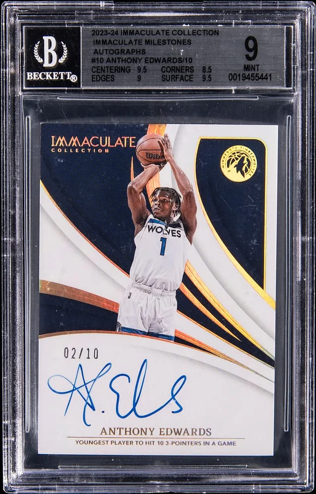 2023-24 Panini Immaculate Anthony Edwards Immaculate Milestones Autographs #IMM-AE card image