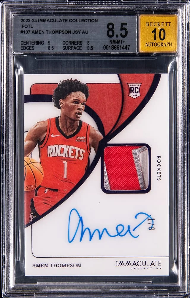 2023-24 Panini Immaculate Collection Amen Thompson Patch Autograph (RPA) 1st Off the Line (FOTL) #107 card image