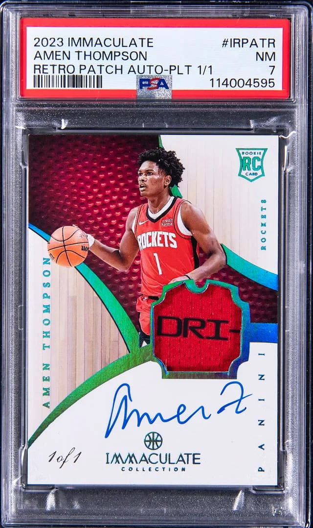 2023-24 Panini Immaculate Collection Amen Thompson Retro Patch Autographs Platinum #IRP-ATR card image