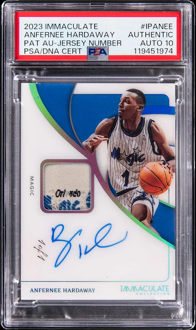 2023-24 Panini Immaculate Collection Anfernee Hardaway Patch Autographs Jersey Number #IPA-NEE card image