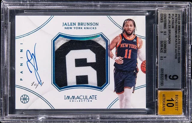 2023-24 Panini Immaculate Collection Jalen Brunson Retro Premium Patch Autographs Platinum #RPP-JBN card image