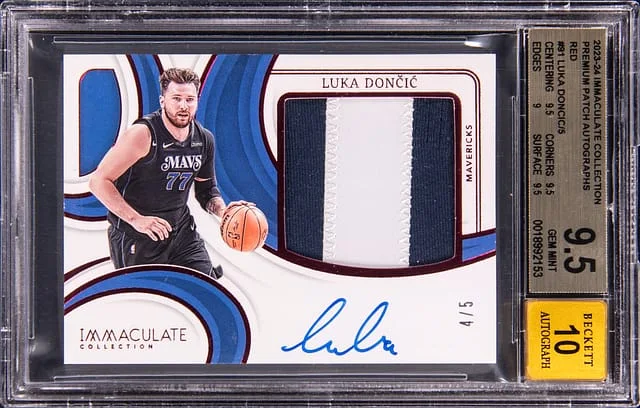 2023-24 Panini Immaculate Collection Luka Doncic Premium Patch Autographs Red #PPA-LUK card image