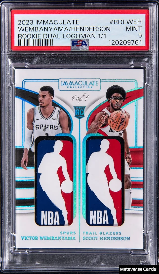 2023-24 Panini Immaculate Collection Victor Wembanyama/Scoot Henderson - Wembanyama's Jersey Number Dual Logoman #RDL-WEH card image