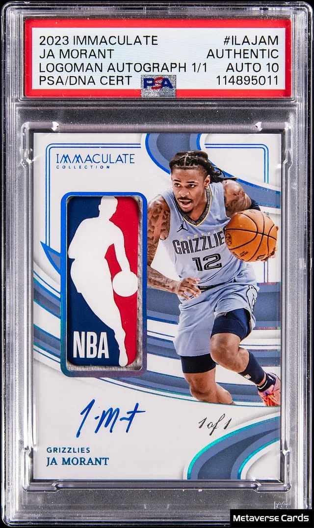 2023-24 Panini Immaculate Ja Morant Logoman Autograph #ILA-JAM card image