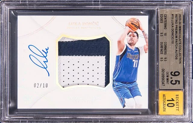 2023-24 Panini Immaculate Luka Doncic Retro Premium Patch Autographs #RPP-LDD card image