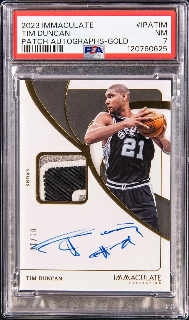 2023-24 Panini Immaculate Tim Duncan Patch Autographs Gold #IPA-TIM card image