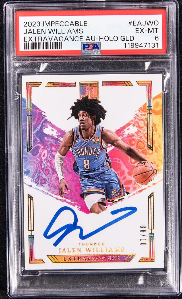 2023-24 Panini Impeccable Jalen Williams Extravagance Autograph Holo Gold #EA-JWO card image