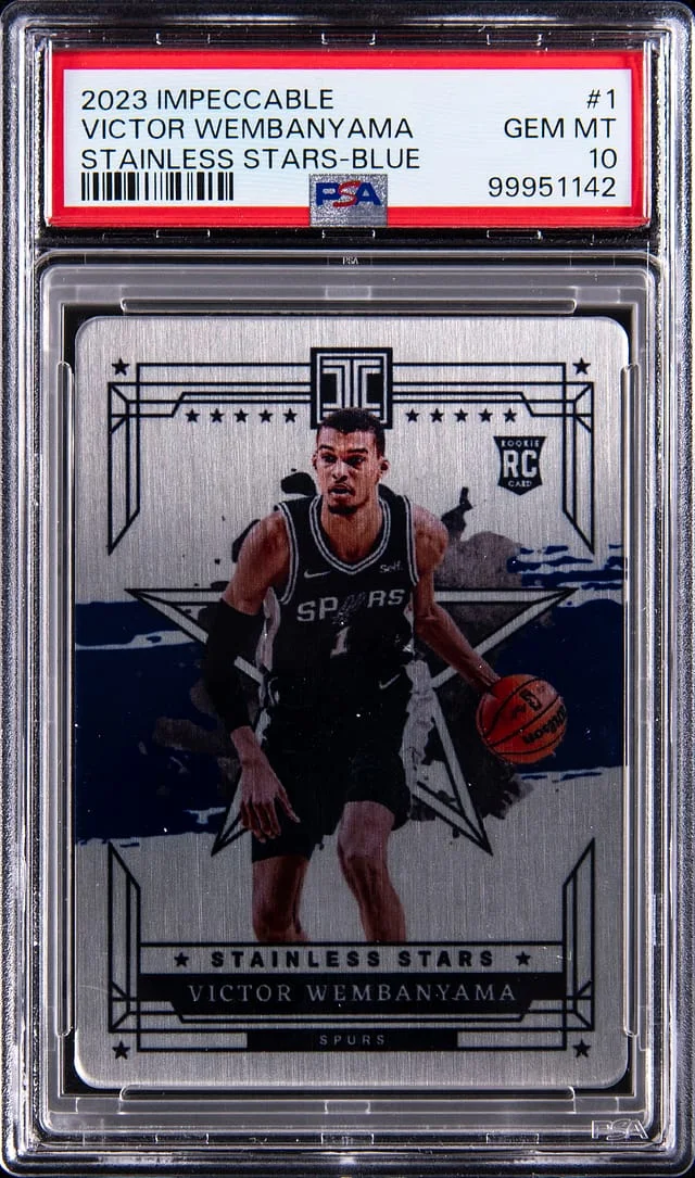2023-24 Panini Impeccable Victor Wembanyama Stainless Stars Blue #1 card image