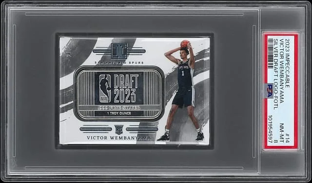 2023-24 Panini Impeccable Victor Wembanyama Silver Draft Logo FOTL #14 card image