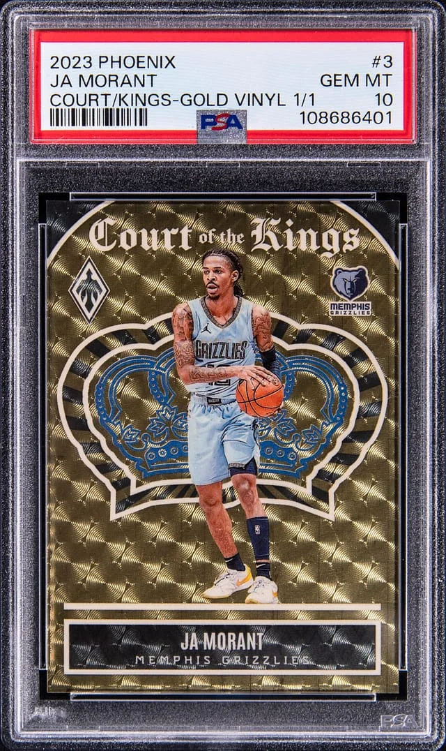 2023-24 Panini Ja Morant Phoenix Court of the Kings Gold Vinyl #3 card image