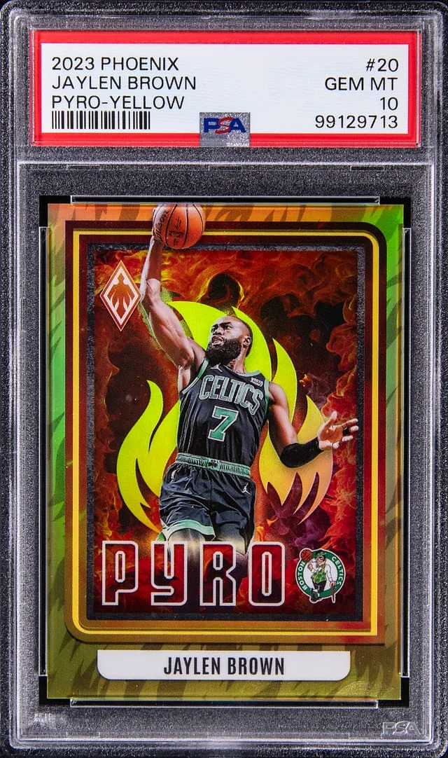 2023-24 Panini Jaylen Brown Phoenix Pyro Yellow #20 card image