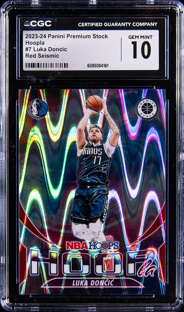 2023-24 Panini Luka Doncic Premium Stock Hoopla Red Seismic #7 card image