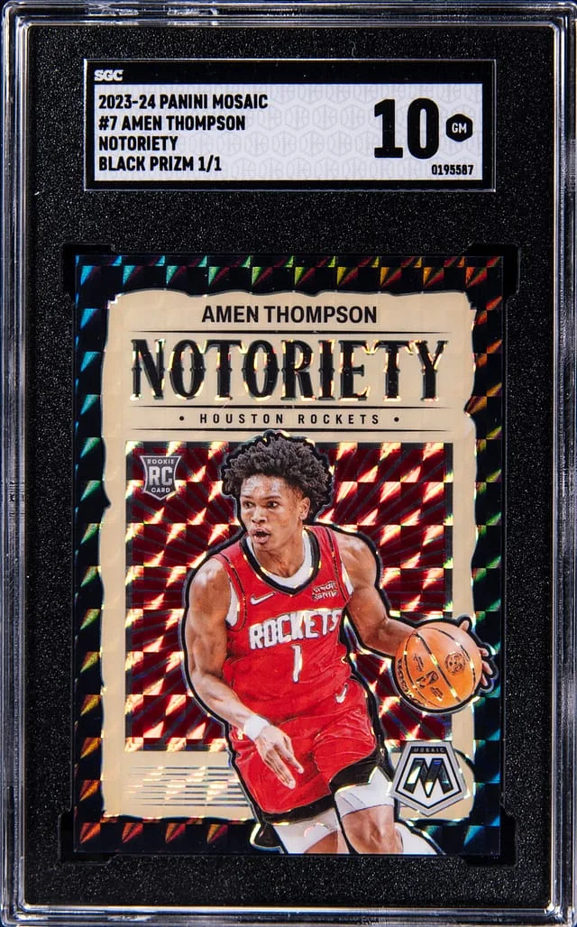 2023-24 Panini Mosaic Amen Thompson Notoriety Black Prizm #7 card image