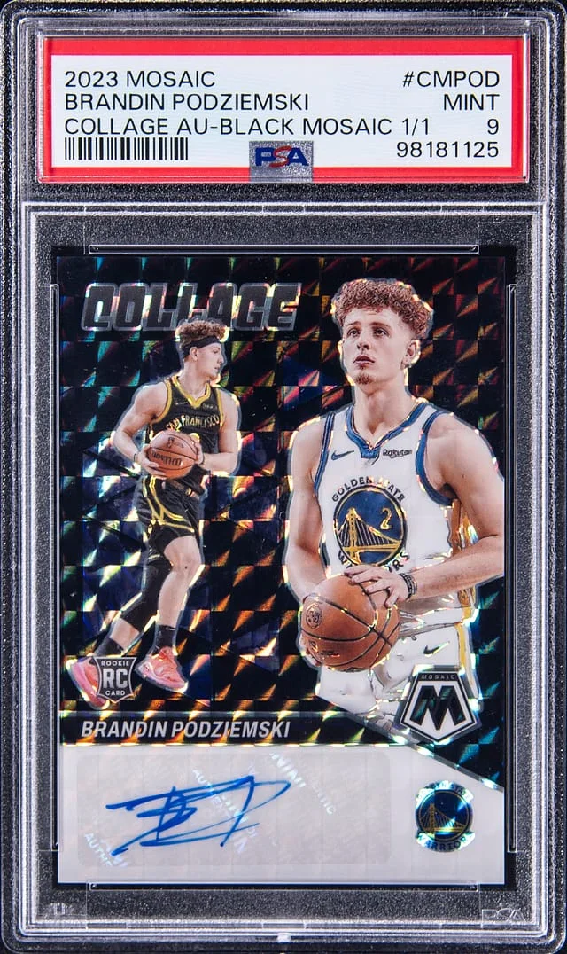 2023-24 Panini Mosaic Brandin Podziemski Collage Autograph Black Mosaic #CM-POD card image
