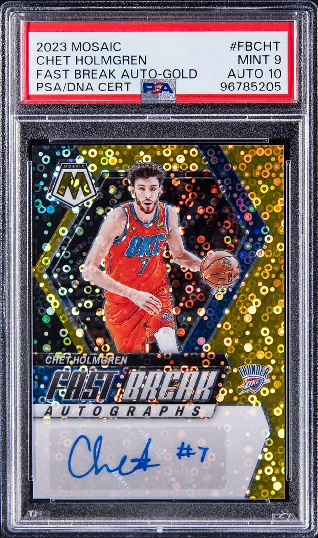 2023-24 Panini Mosaic Chet Holmgren Fast Break Autograph Gold #FB-CHT card image