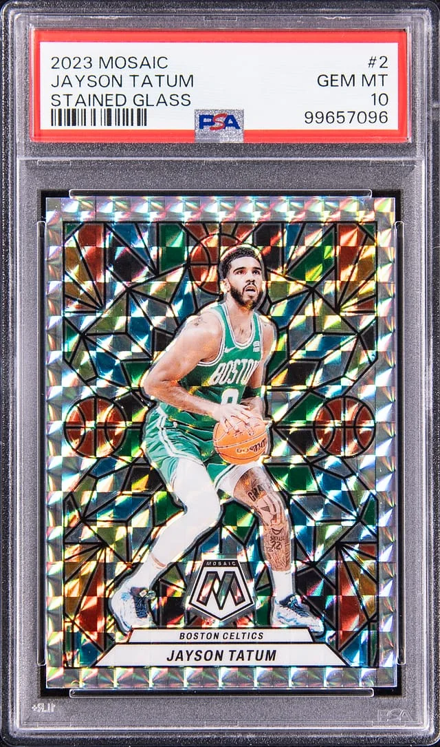 2023-24 Panini Mosaic Jayson Tatum Stained Glass #2 card image