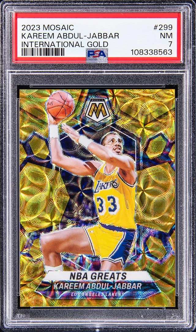 2023-24 Panini Mosaic Kareem Abdul-Jabbar International Gold #299 card image