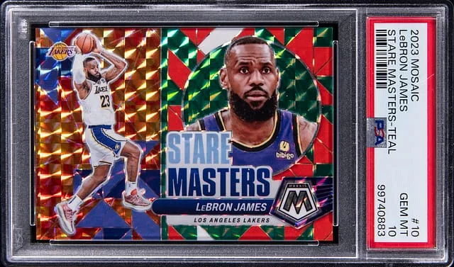 2023-24 Panini Mosaic LeBron James Stare Masters Teal #10 card image