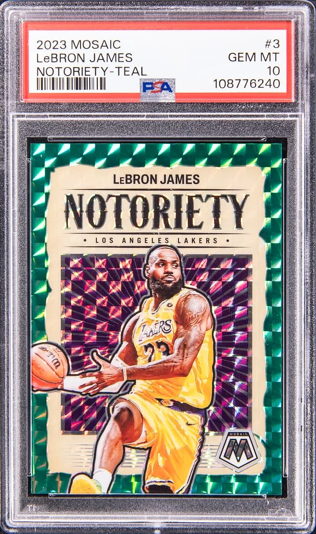 2023-24 Panini Mosaic LeBron James Notoriety Teal #3 card image