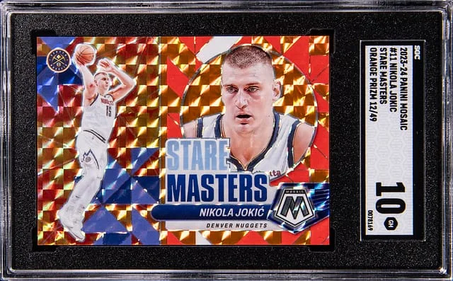 2023-24 Panini Mosaic Nikola Jokic Stare Masters-Orange Prizm #11 card image