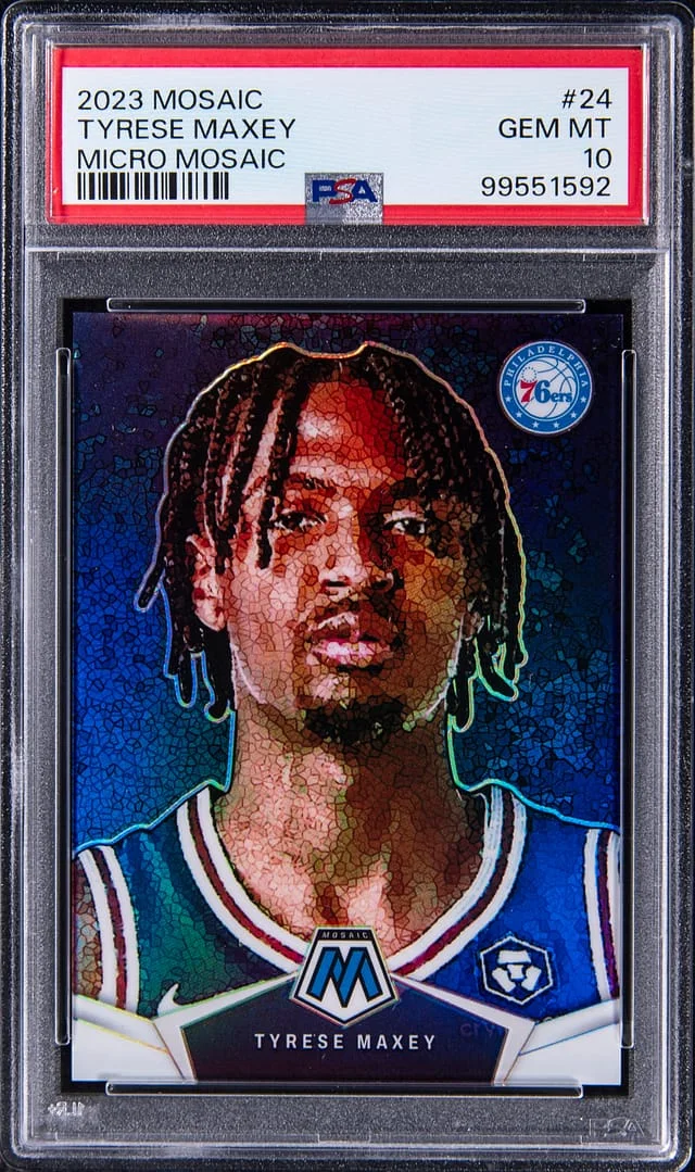 2023-24 Panini Mosaic Tyrese Maxey Micro Mosaic #25 card image