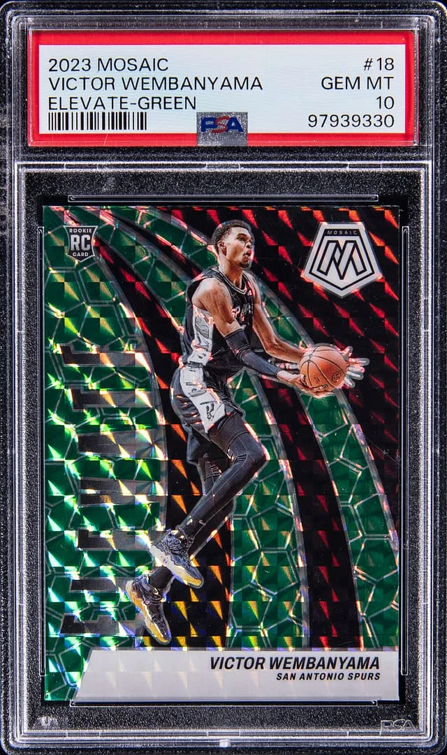 2023-24 Panini Mosaic Victor Wembanyama Elevate Blue Reactive #18 card image