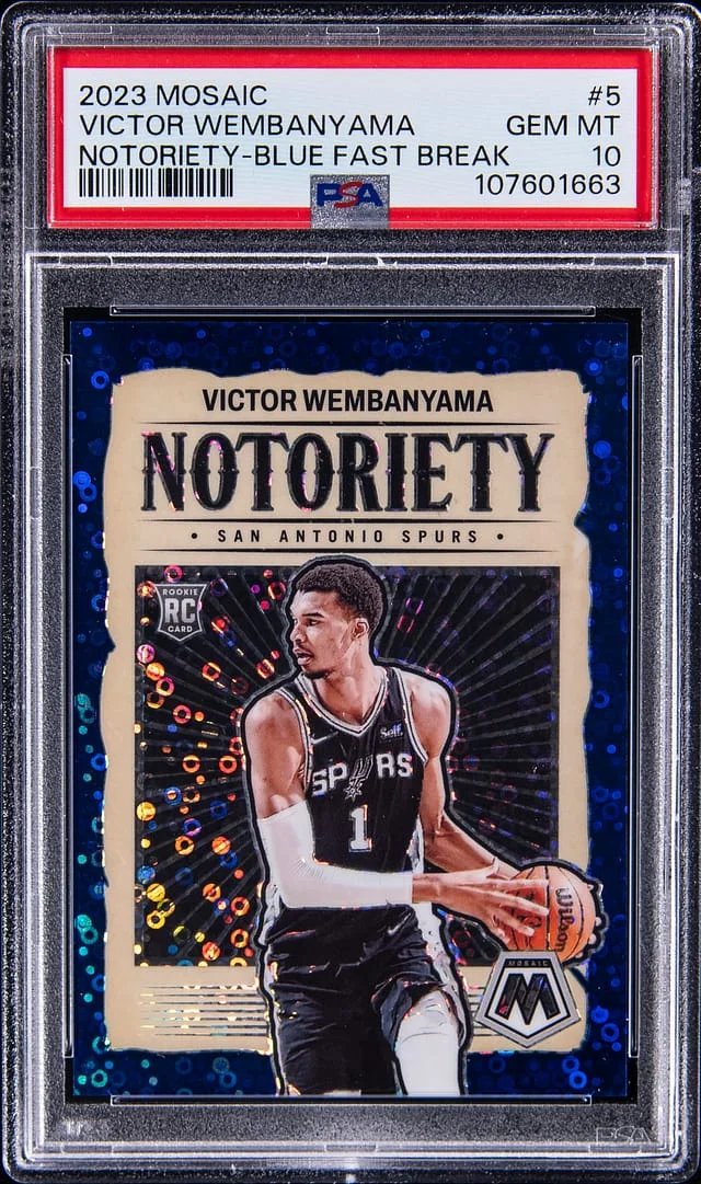 2023-24 Panini Mosaic Victor Wembanyama Notoriety Gold Prizm #5 card image