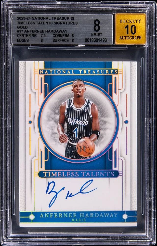 2023-24 Panini National Treasures Anfernee Hardaway Timeless Talents Signatures Gold #TTS-AHW card image