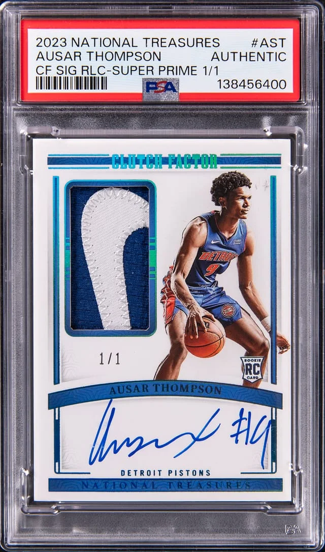 2023-24 Panini National Treasures Ausar Thompson Clutch Factor Signature Relic Super Prime #CFA-AST card image
