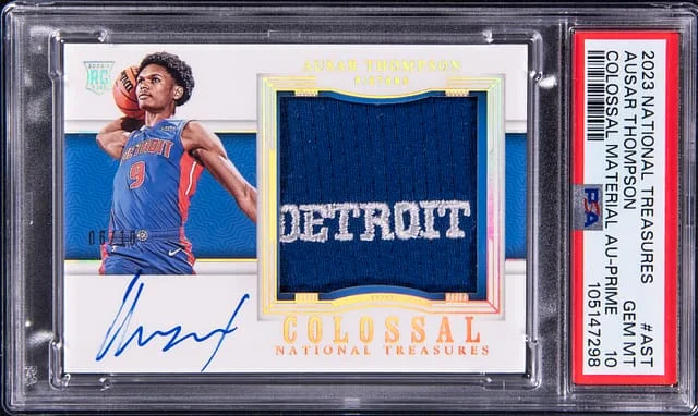 2023-24 Panini National Treasures Ausar Thompson Colossal Material Autograph Prime #CMA-AST card image