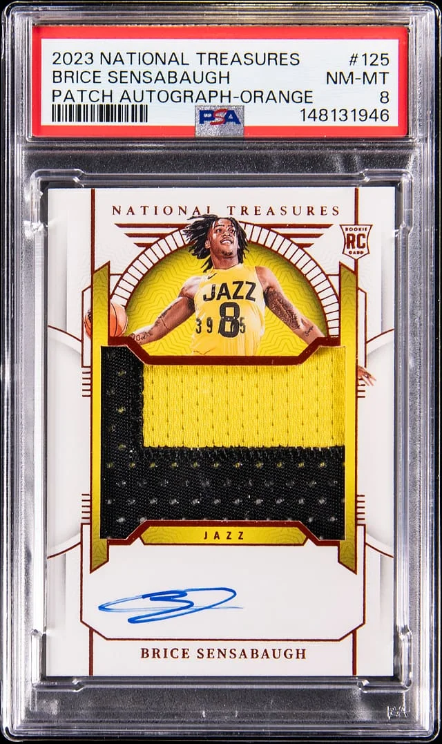 2023-24 Panini National Treasures Brice Sensabaugh Patch Autograph Orange #125 card image
