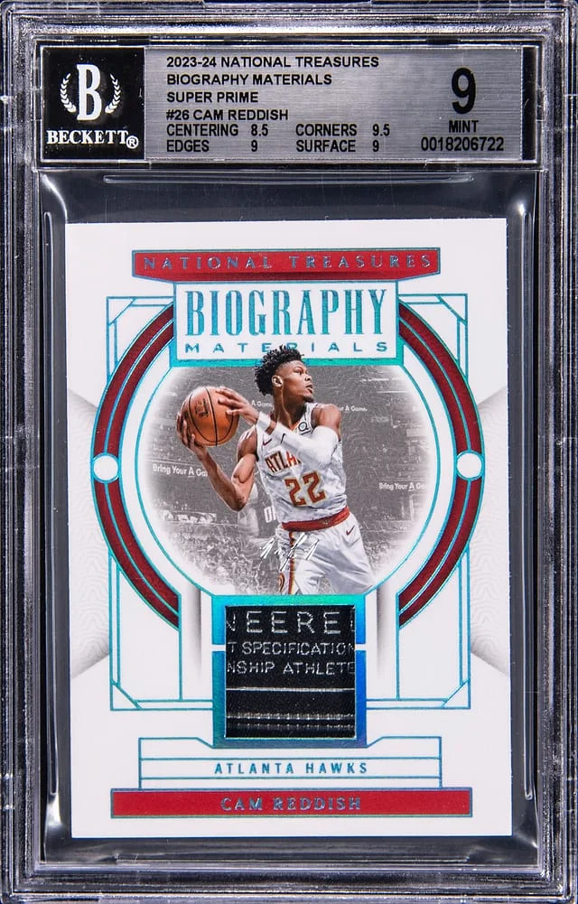 2023-24 Panini National Treasures Cam Reddish Biography Materials Super Prime #BGM-RED card image