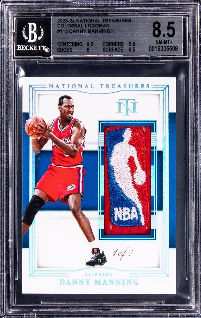 2023-24 Panini National Treasures Danny Manning Game-Used Colossal Logoman #CLM-MAN card image