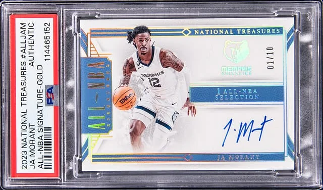 2023-24 Panini National Treasures Ja Morant All-NBA Signature Gold #ALL-JAM card image