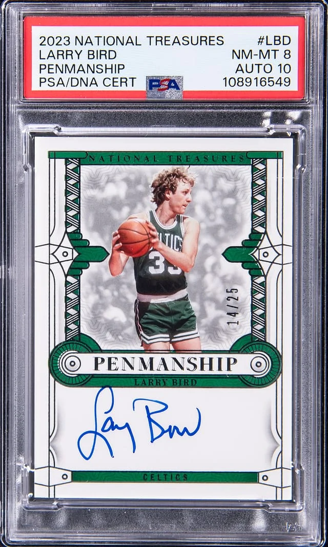 2023-24 Panini National Treasures Larry Bird Penmanship #P-LBD card image