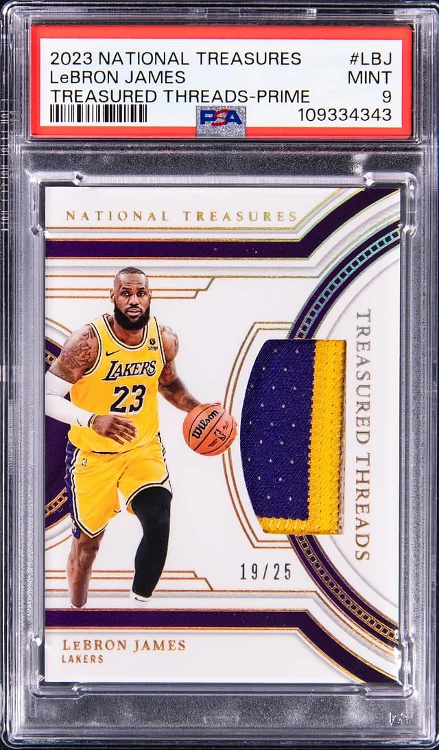 2023-24 Panini National Treasures LeBron James Treasured Threads Prime #TD-LBJ card image