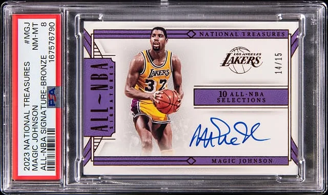 2023-24 Panini National Treasures Magic Johnson All-NBA Signature Bronze #ALL-MGJ card image