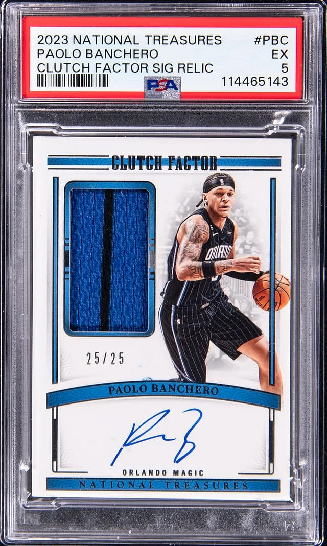 2023-24 Panini National Treasures Paolo Banchero Clutch Factor Signature Relic #CFA-PBC card image