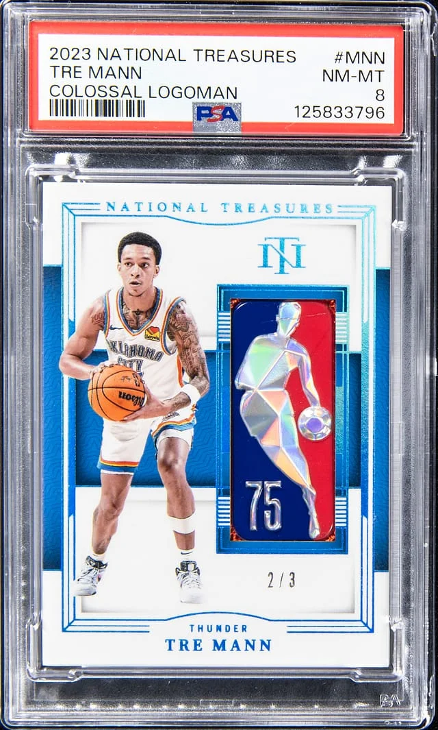2023-24 Panini National Treasures Tre Mann Colossal Logoman #CLM-MNN card image