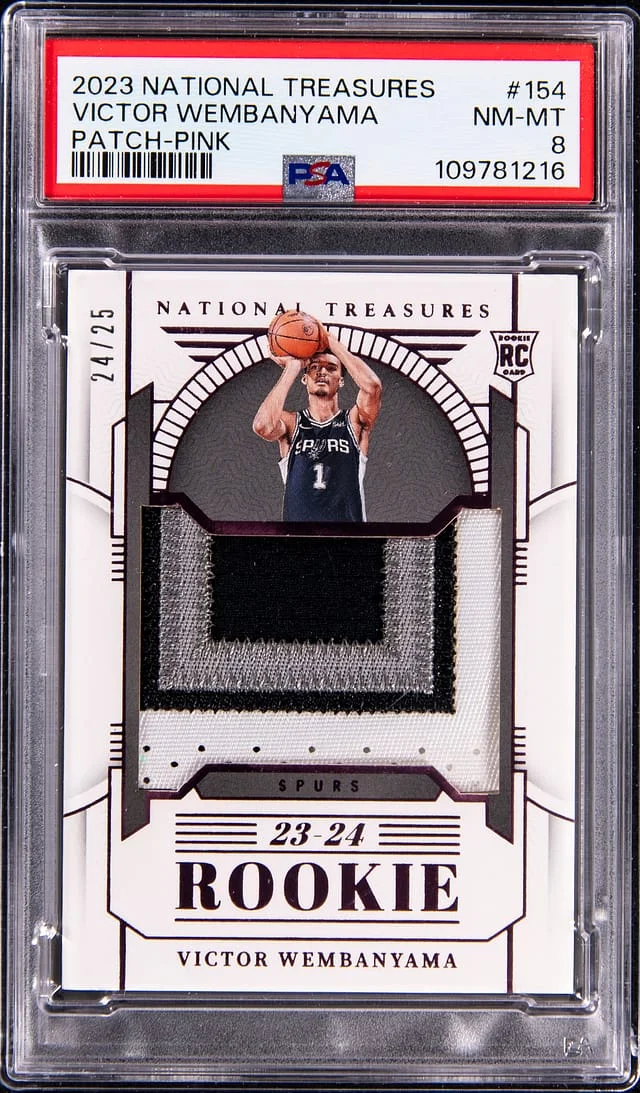 2023-24 Panini National Treasures Victor Wembanyama Patch Pink #154 card image