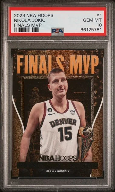 2023-24 Panini Nikola Jokic NBA Hoops Finals MVP #1 card image