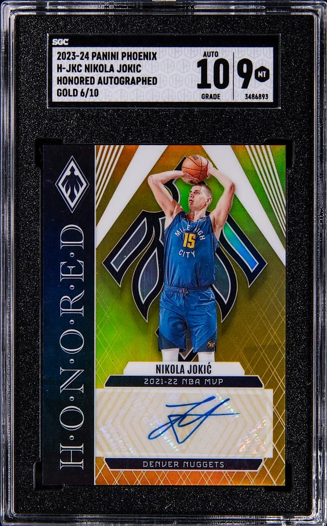 2023-24 Panini Nikola Jokic Phoenix Honored Autographed Gold #H-JKC card image